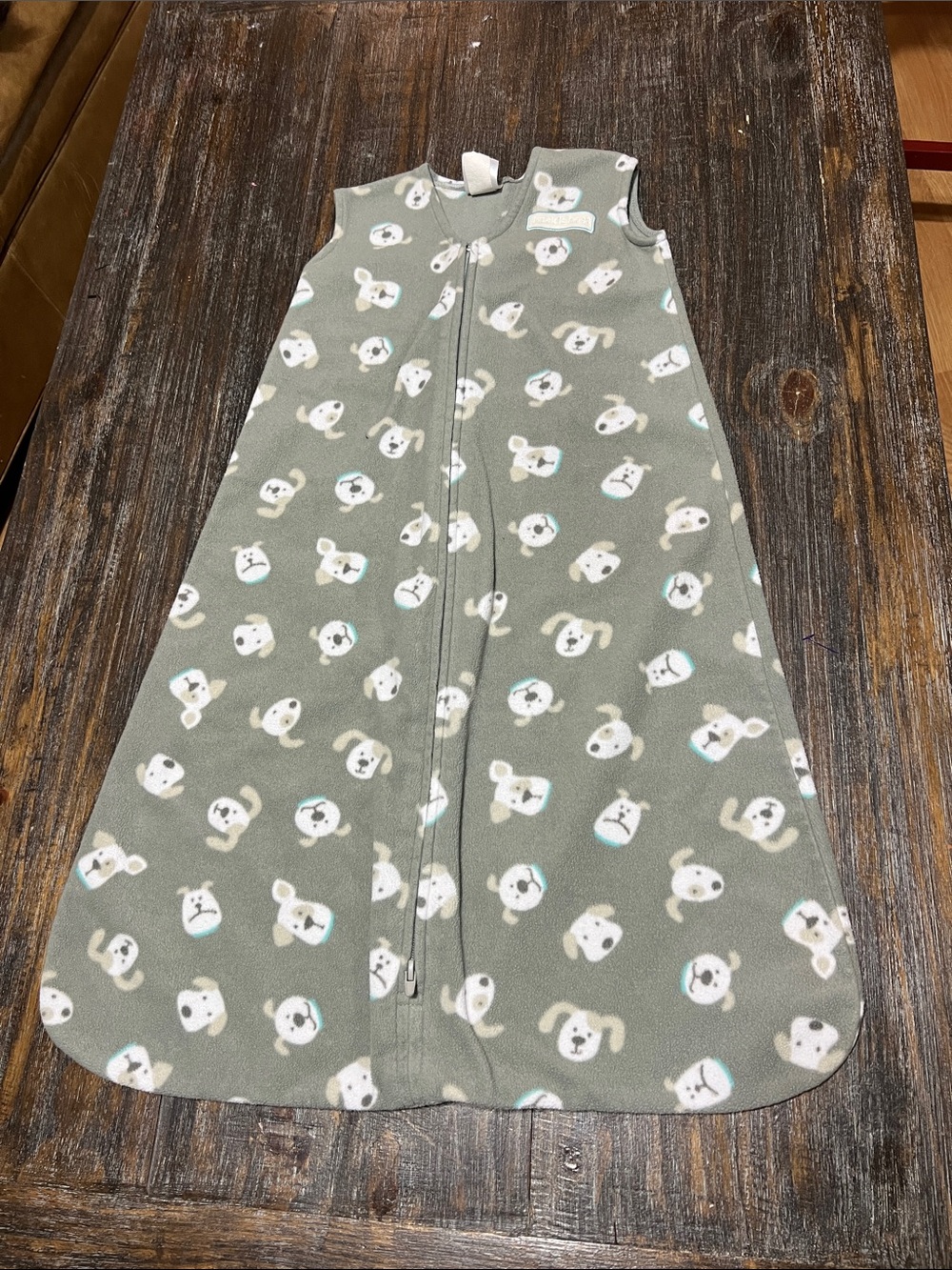 Halo Olive Green Fleece Sleep Sack with Puppy Faces 12 Months